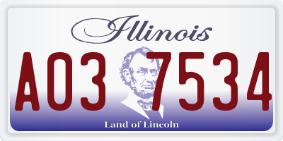 IL license plate A037534