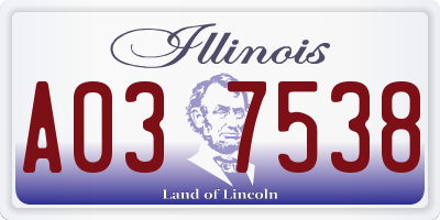 IL license plate A037538