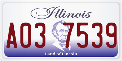 IL license plate A037539