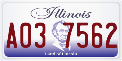 IL license plate A037562
