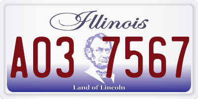 IL license plate A037567