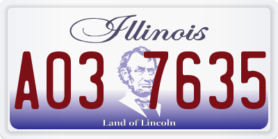 IL license plate A037635