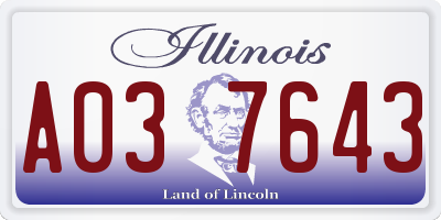 IL license plate A037643