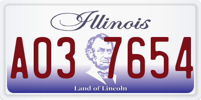 IL license plate A037654