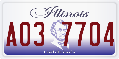 IL license plate A037704