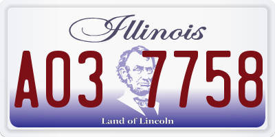 IL license plate A037758