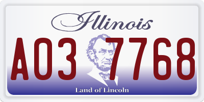 IL license plate A037768