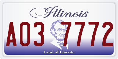 IL license plate A037772