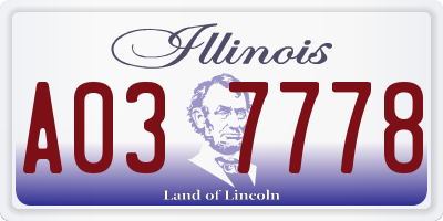 IL license plate A037778
