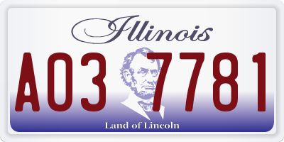 IL license plate A037781