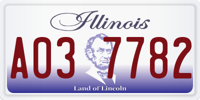 IL license plate A037782