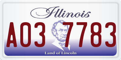 IL license plate A037783