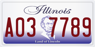 IL license plate A037789