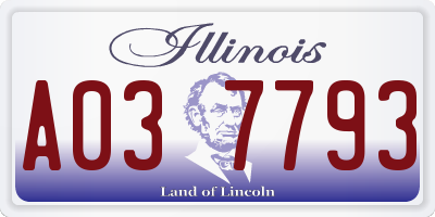 IL license plate A037793