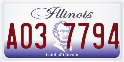 IL license plate A037794
