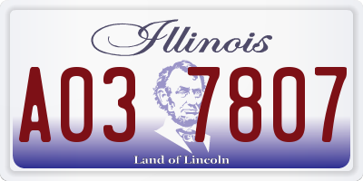 IL license plate A037807