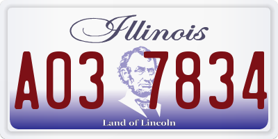 IL license plate A037834