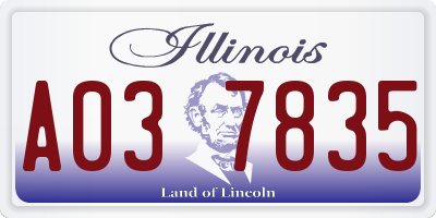 IL license plate A037835