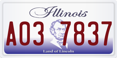 IL license plate A037837