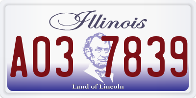 IL license plate A037839