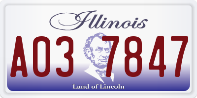 IL license plate A037847