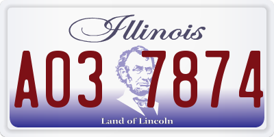 IL license plate A037874