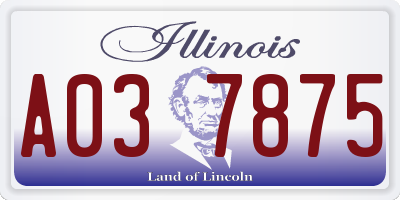 IL license plate A037875
