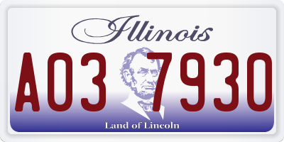 IL license plate A037930