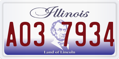 IL license plate A037934