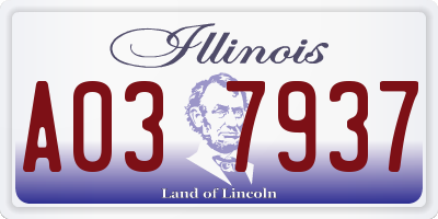 IL license plate A037937