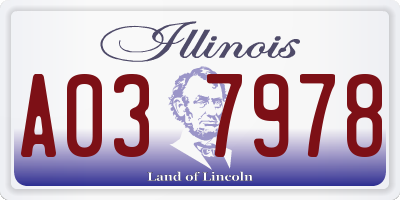 IL license plate A037978