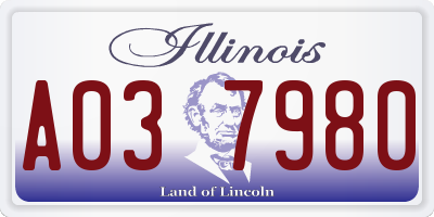 IL license plate A037980
