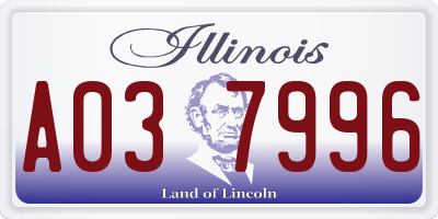 IL license plate A037996