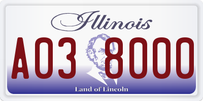 IL license plate A038000