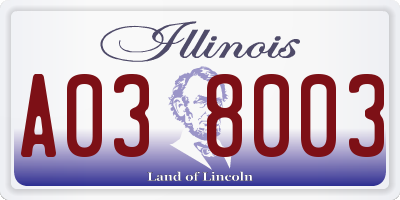 IL license plate A038003