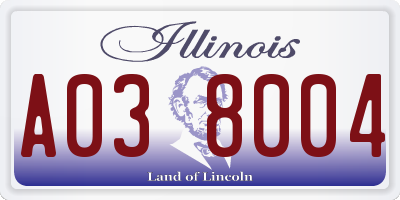 IL license plate A038004