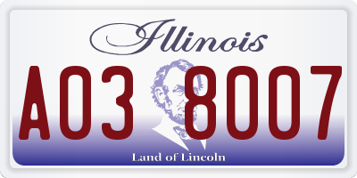 IL license plate A038007