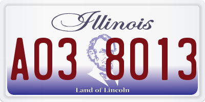 IL license plate A038013