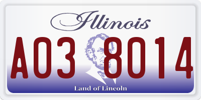 IL license plate A038014