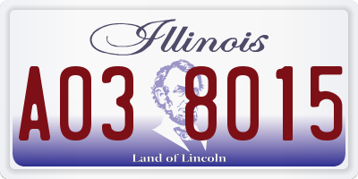 IL license plate A038015