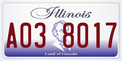 IL license plate A038017
