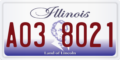 IL license plate A038021