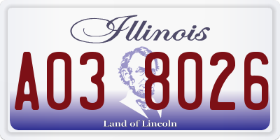 IL license plate A038026