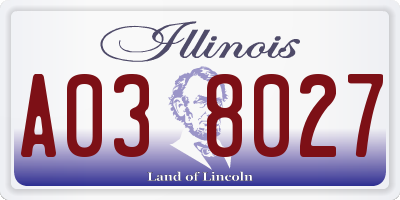 IL license plate A038027