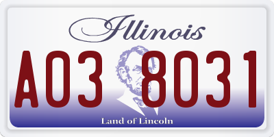IL license plate A038031