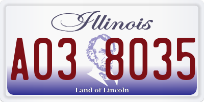 IL license plate A038035