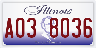 IL license plate A038036