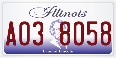 IL license plate A038058