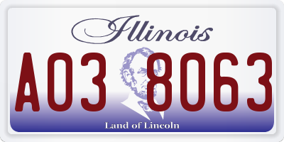 IL license plate A038063