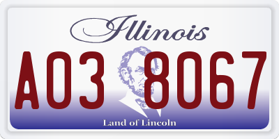 IL license plate A038067